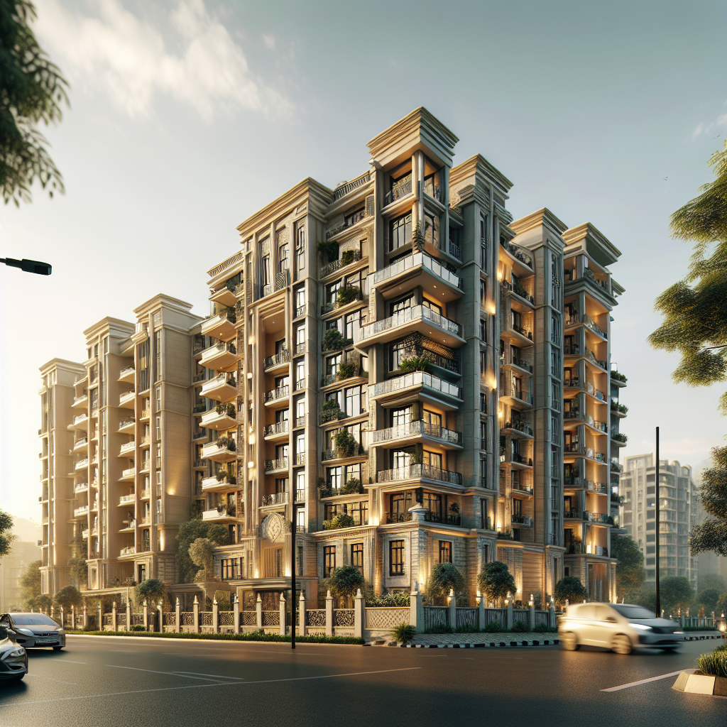 sunlight shining on a beautifull apartment building with balcony