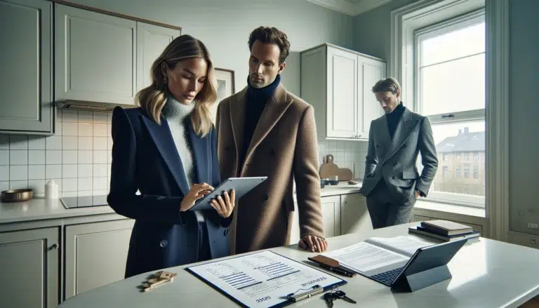 Agent leads norwegian home bidding with bankid and bid journal in oslo apartment