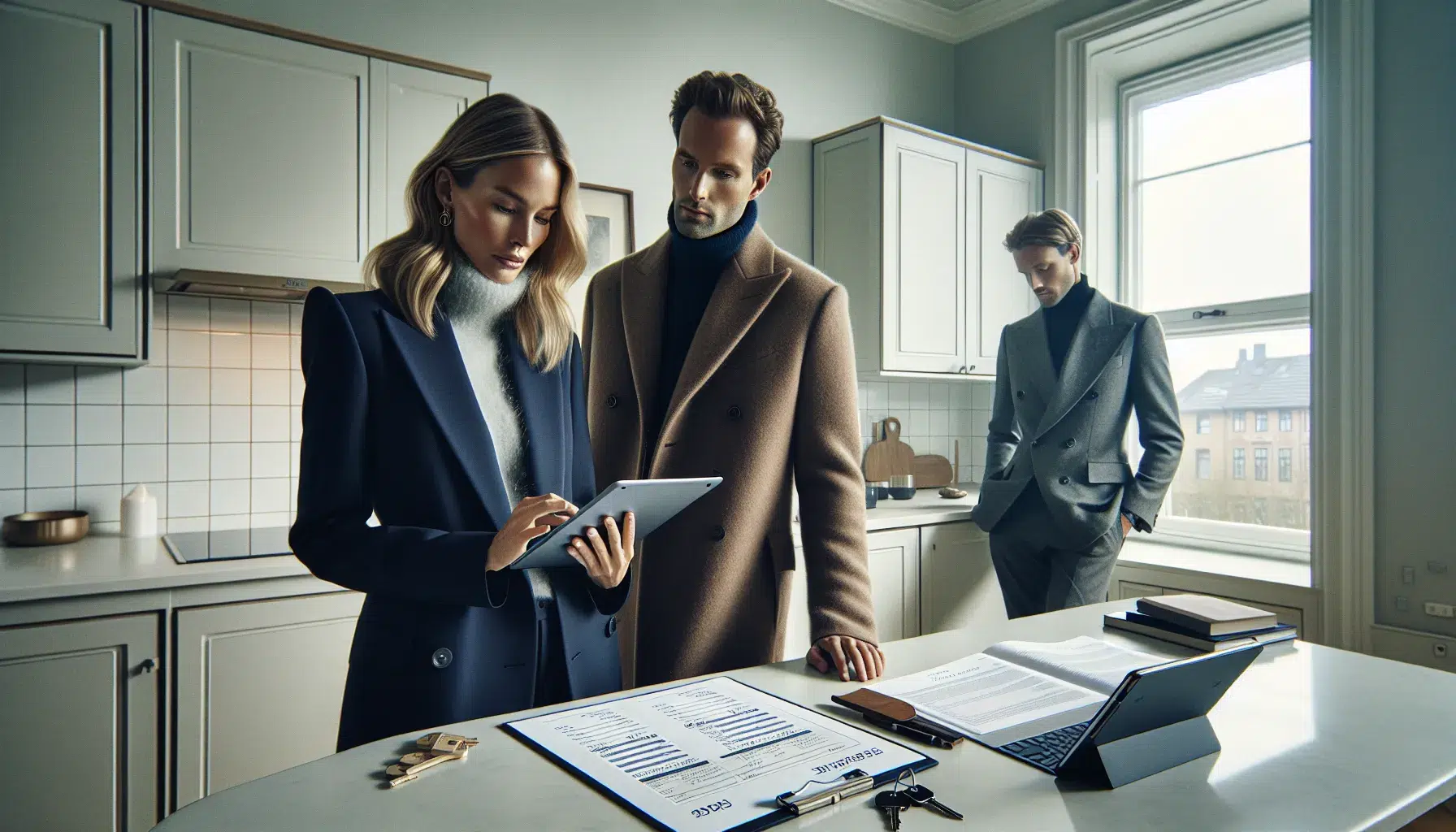 Agent leads norwegian home bidding with bankid and bid journal in oslo apartment